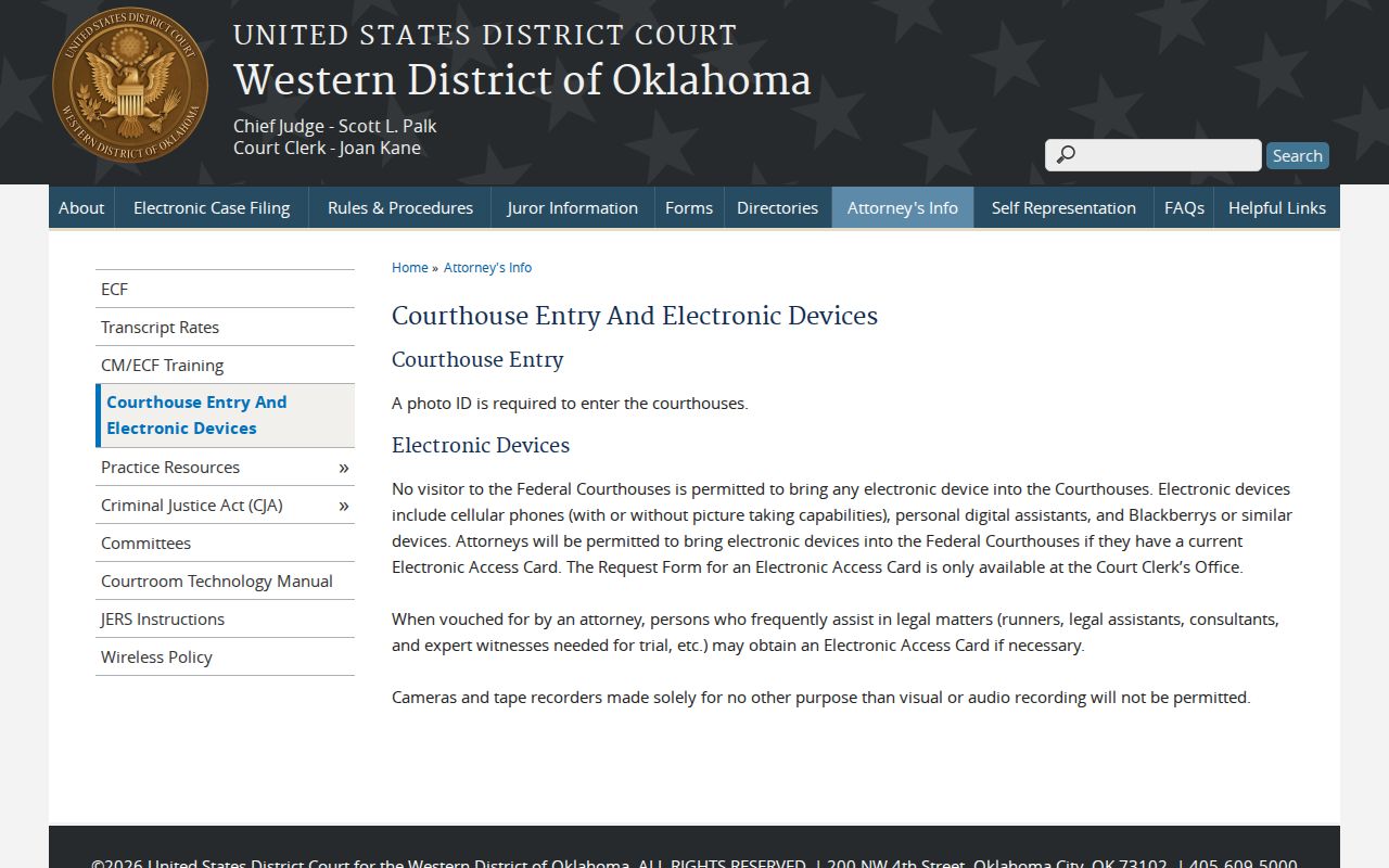 Alfalfa County most wanted page showing federal courthouse access limits