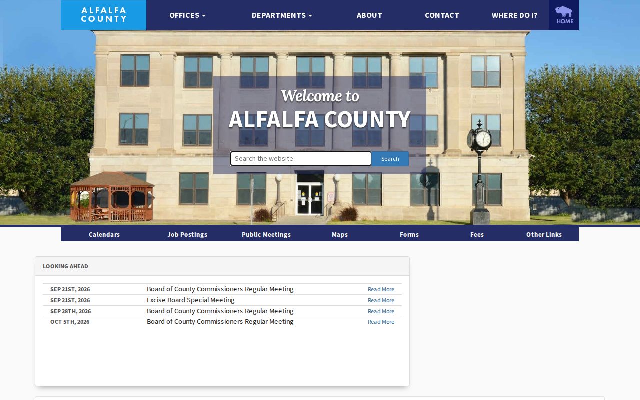 Alfalfa County warrant records official county home and office navigation