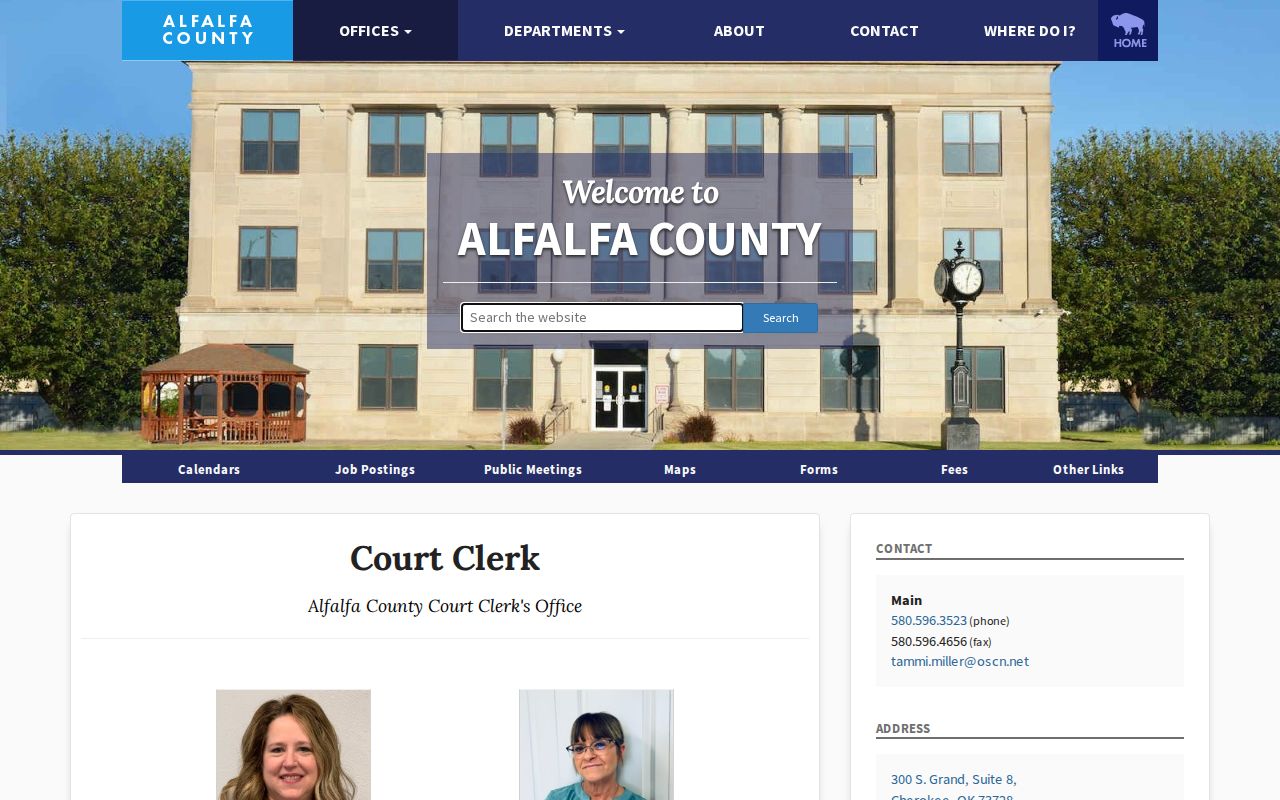 Alfalfa County warrant records Court Clerk office and record links