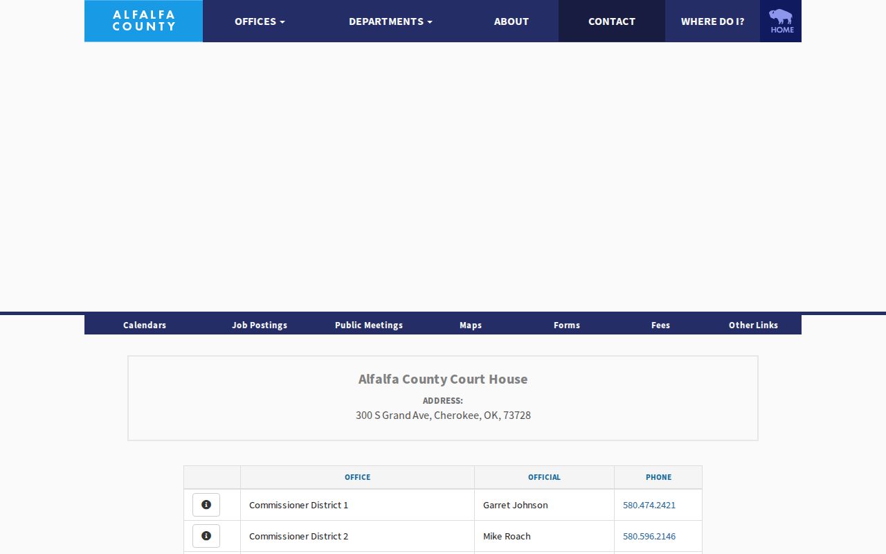 Alfalfa County warrant records courthouse address and office contacts